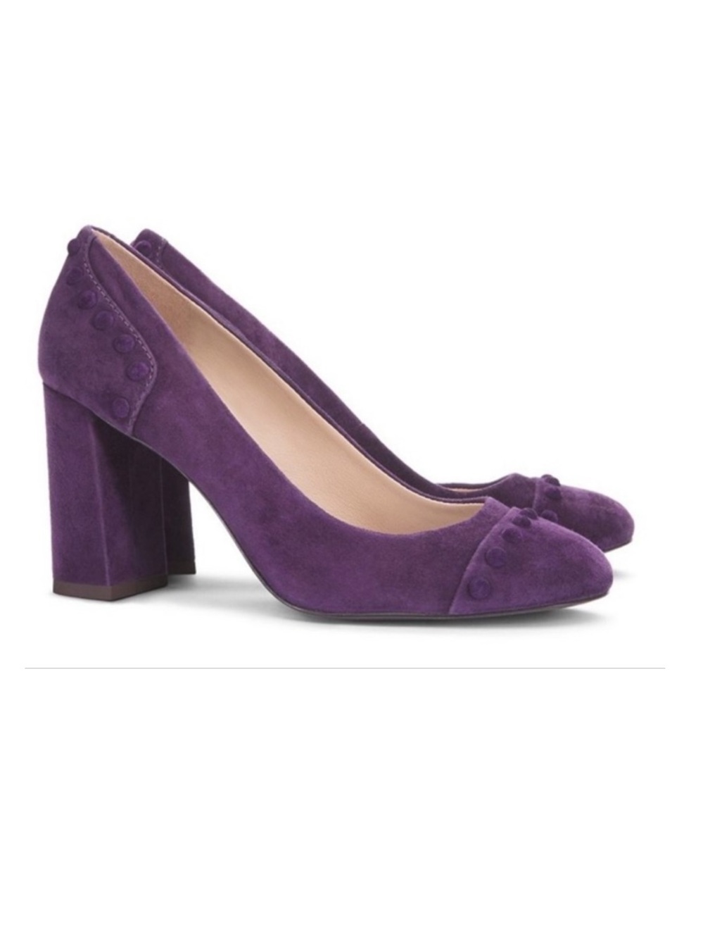 Tory Burch Colt Suede Pump Studded Block Heel Pump Purple Suede Leather Size 5